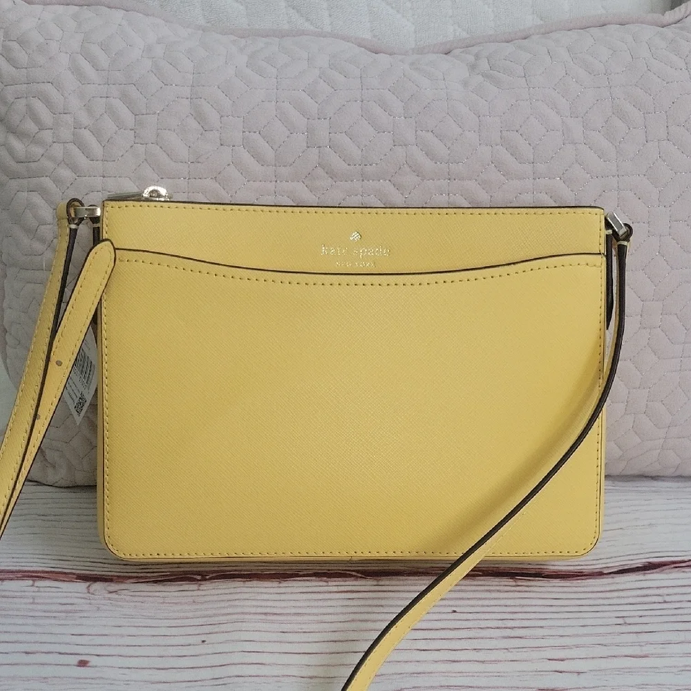 Kate Spade Butter Yellow Crossbody Bag with Minimalist Design NWT